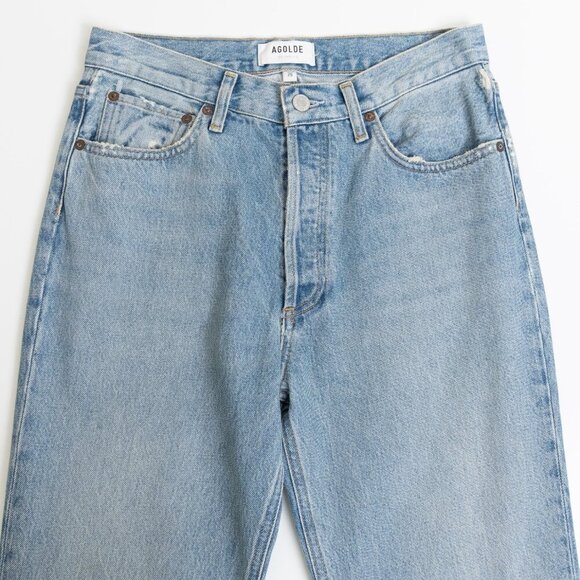 AGOLDE 90s High Waist Relaxed Boot Jeans Light Wash Wireless Blue NEW - Picture 4 of 13